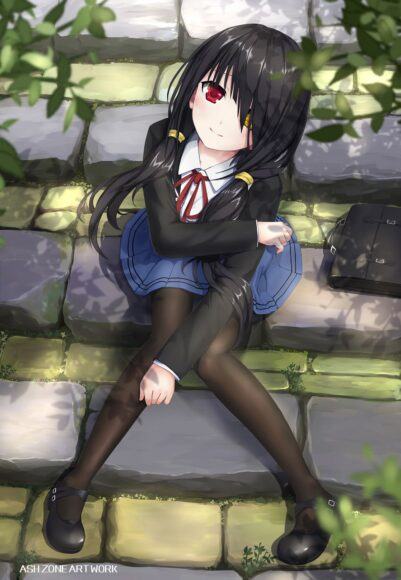 Hình ảnh anime cô gái tóc đen ngây thơ