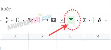 Bộ lọc trong Google Trang tính