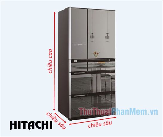 Kích thước tủ lạnh side by side phổ biến của Hitachi