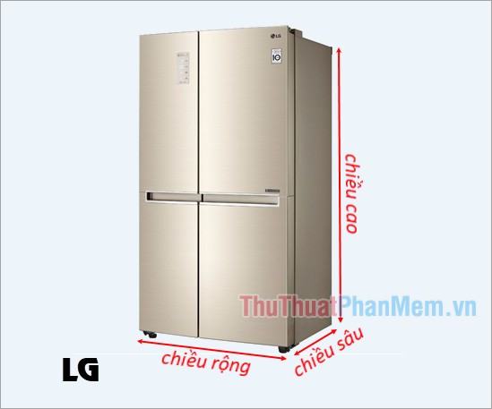 Kích thước tủ lạnh side by side LG phổ biến