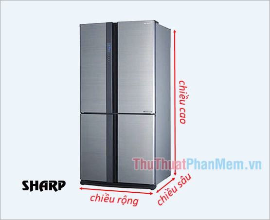 Kích thước tủ lạnh side by side phổ biến của Sharp