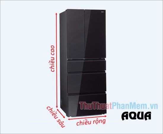 Các kích thước tủ lạnh side by side phổ biến của Aqua