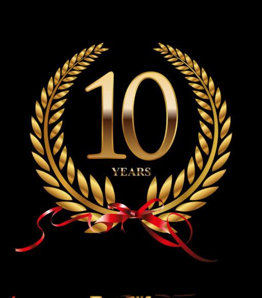 Mẫu logo kỷ niệm 10 năm nền tối sang trọng đẹp