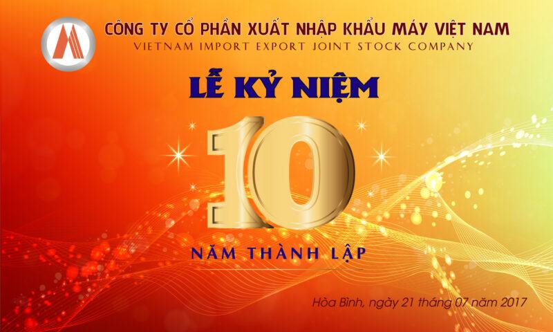 Mẫu logo kỷ niệm 10 năm thành lập công ty cổ phần xuất nhập khẩu máy Việt Nam