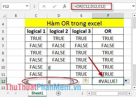 Hàm OR trong Excel 6