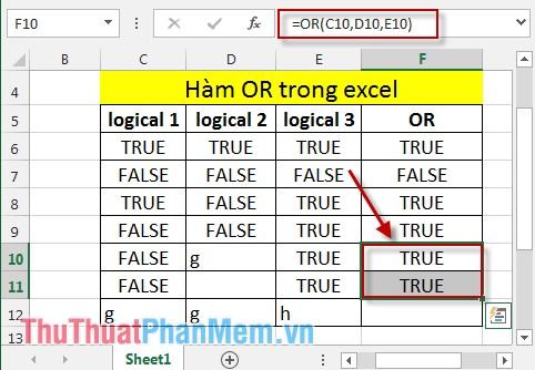 Hàm OR trong Excel 5