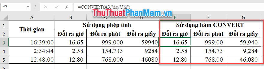 Sử dụng CHUYỂN ĐỔI.  chức năng