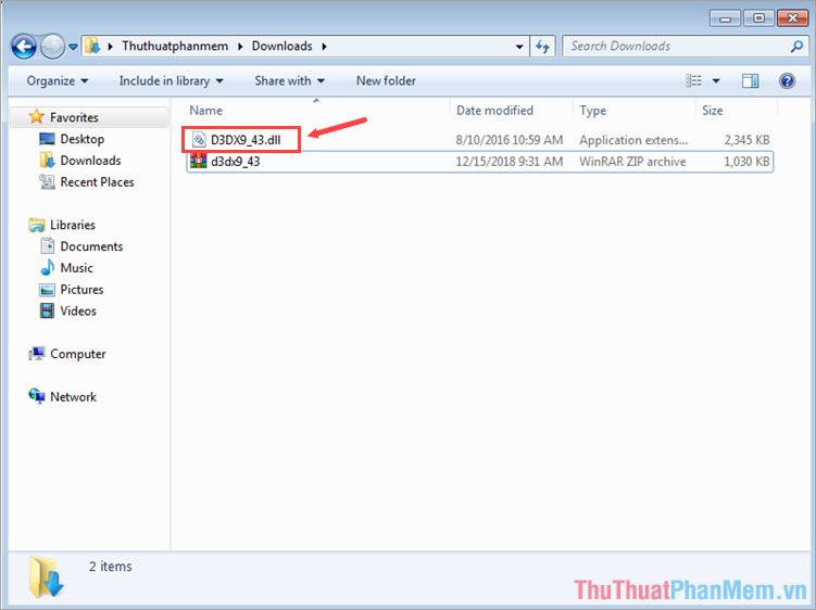 Giải nén ra sẽ được file “D3DX9_43.dll”