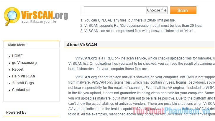 trang web VirScan