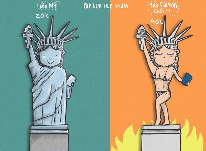 hài nóng bỏng với tượng nữ thần tự do