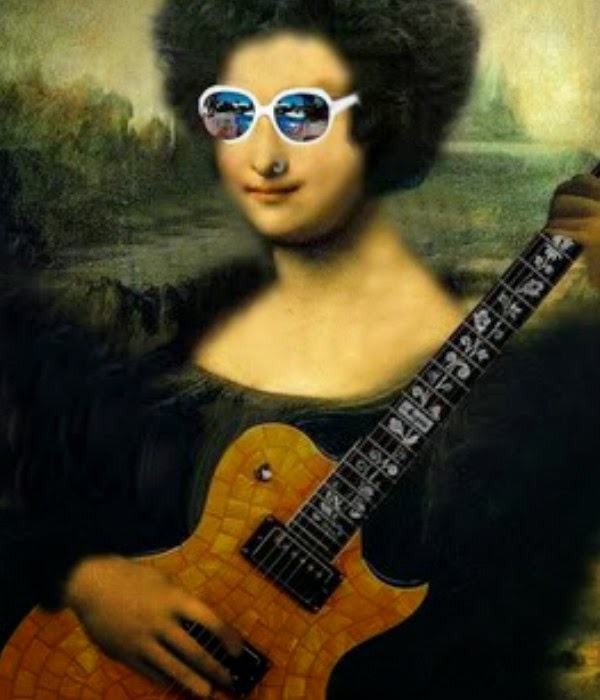 Mona Lisa đeo kính đi biển ảnh hài hước