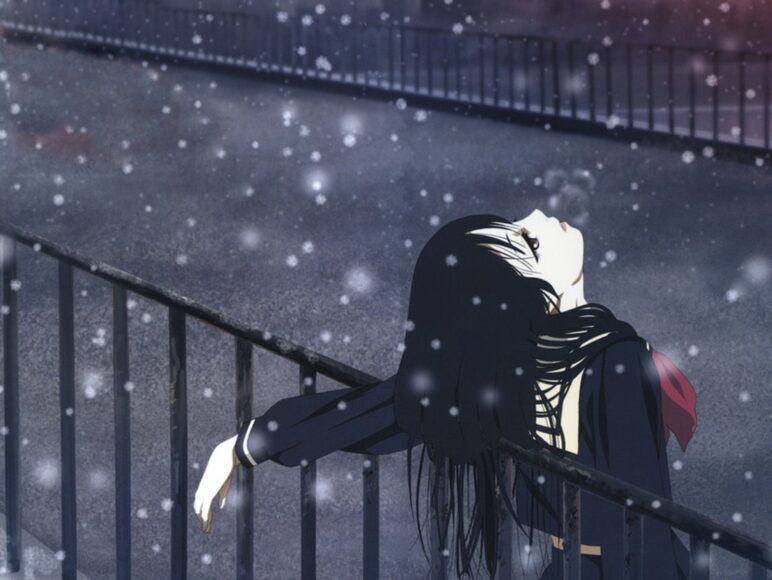 Hình ảnh anime cô gái cô đơn trong tuyết