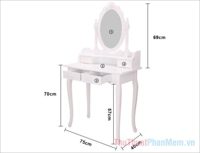 Kích thước bàn trang điểm nhỏ - 2