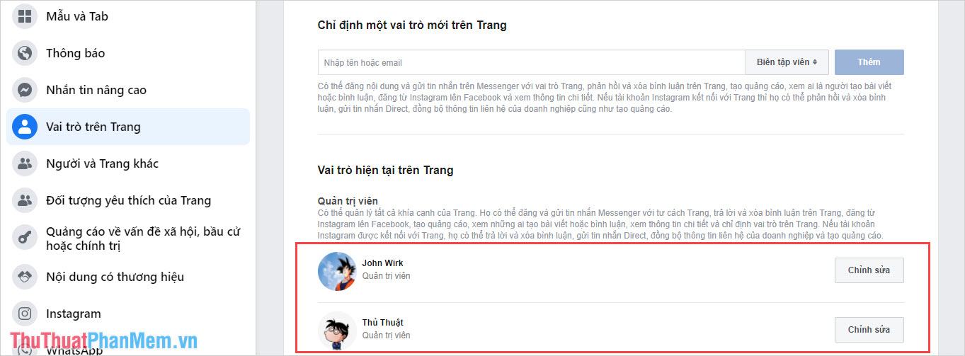 Hoàn thành thêm người khác làm quản trị viên trên Facebook Fanpage