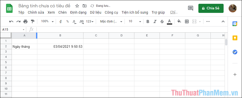 Dữ liệu ngày giờ trên Google Sheets được cập nhật theo thời gian thực và chúng được lấy từ cài đặt bảng tính