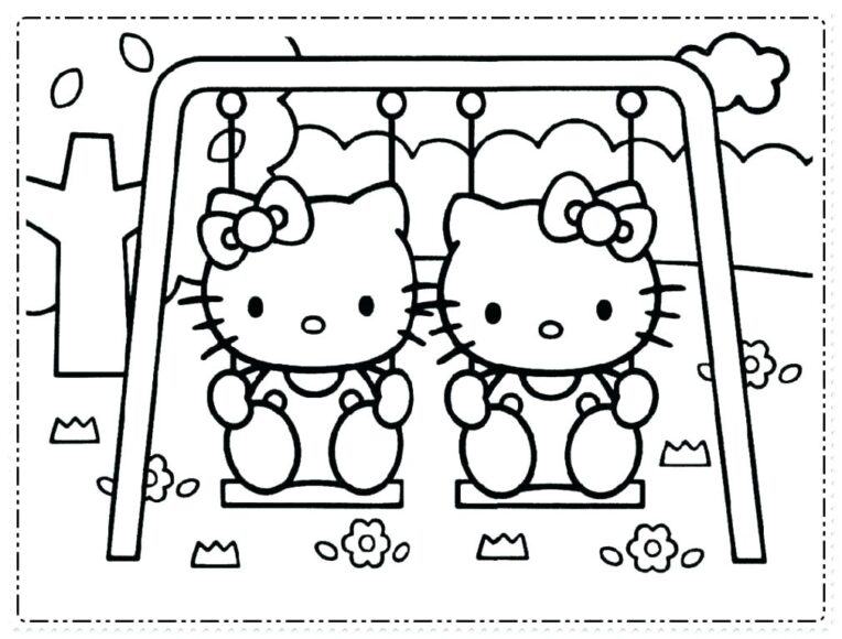 Tranh tô màu lắc lư Hello Kitty