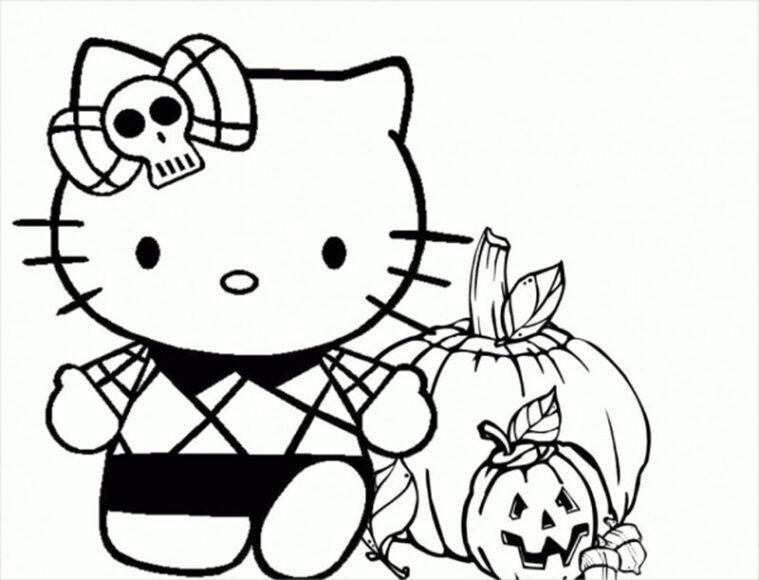 Trang tô màu Hello Kitty cho Halloween