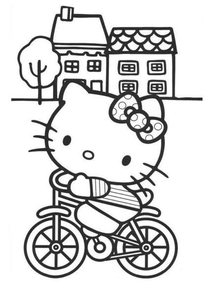 Tô màu xe đạp Hello Kitty