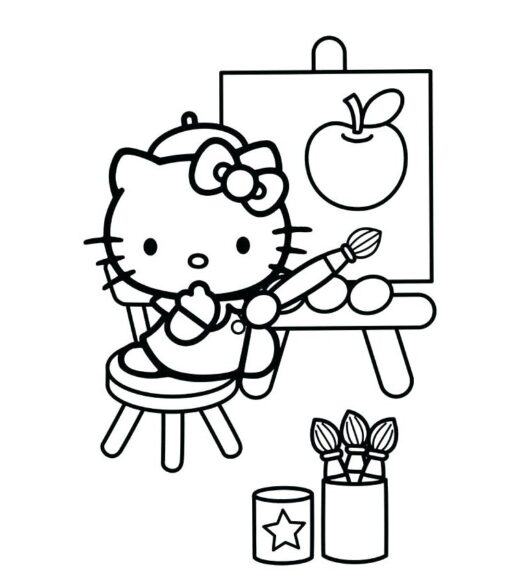 Tranh tô màu Hello Kitty như họa sĩ