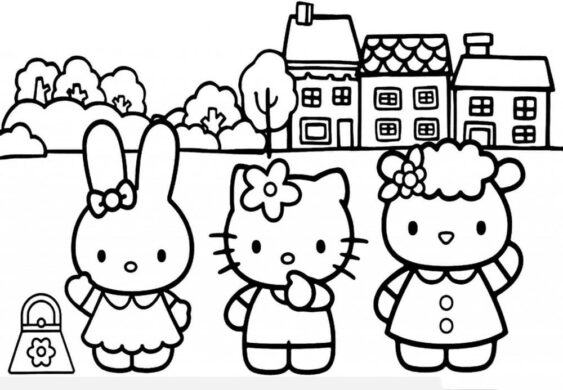 Tranh tô màu Hello Kitty và những người bạn