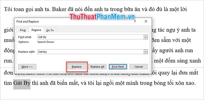 Nhập từ bạn muốn thay thế