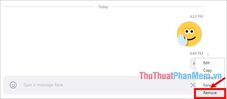 Nhấp chuột phải vào tin nhắn bạn đã gửi và chọn Xóa