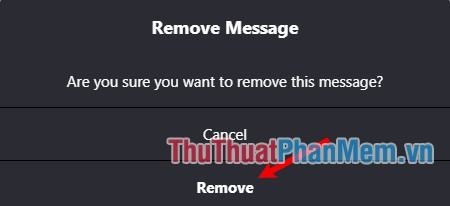 Chọn Xóa để xác nhận xóa tin nhắn đã gửi