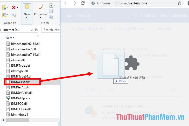 Kéo file IDMGCExt.crx trong IDM vào cửa sổ extension của Chrome