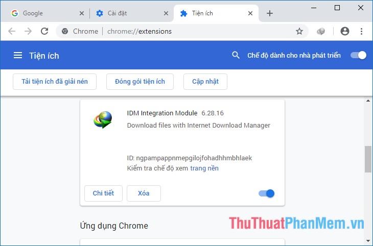 IDM tích hợp vào Chrome