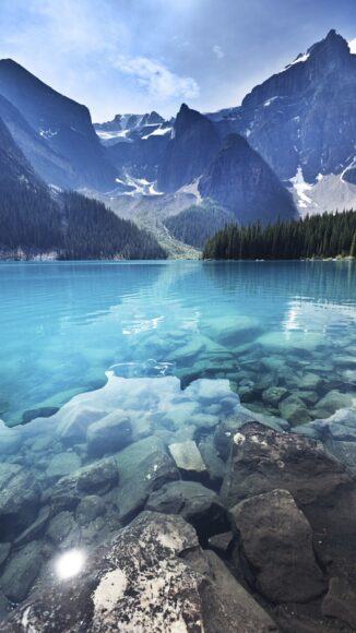 Hình nền iPhone 6 màu xanh hồ nước tuyệt đẹp