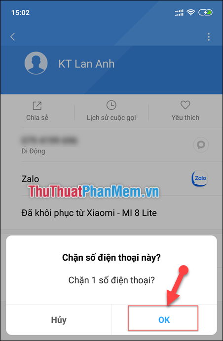 Sau đó xuất hiện ô xác nhận - Click OK