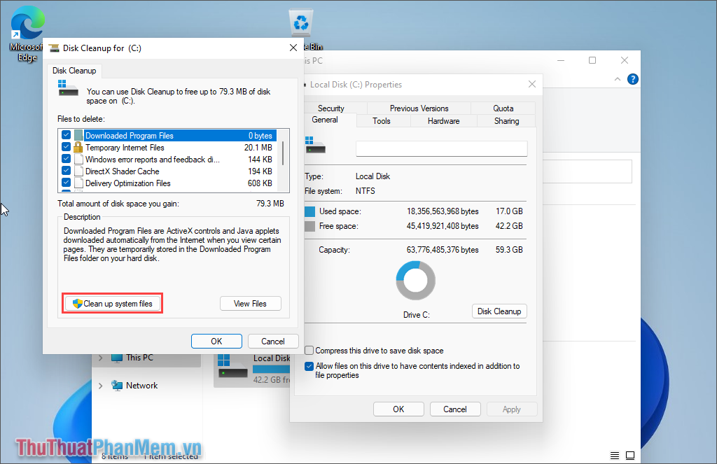 Chọn Clean up system files để bắt đầu dọn dẹp dữ liệu trên máy tính