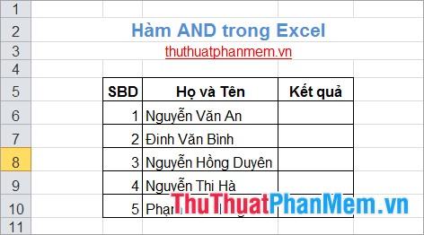 Hàm AND trong Excel 4