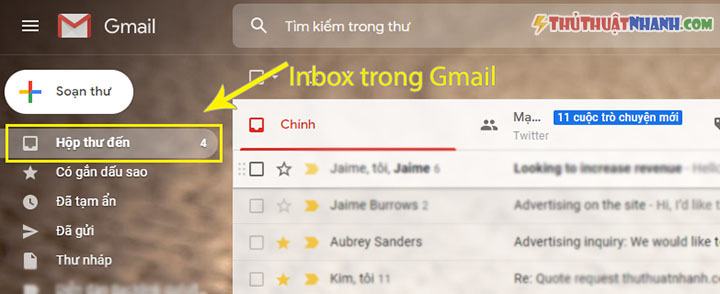 hộp thư đến trong gmail