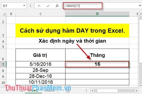 Cách sử dụng hàm DAY trong Excel 3