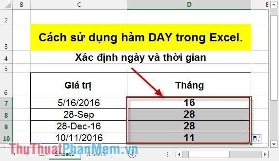 Cách sử dụng hàm DAY trong Excel 4