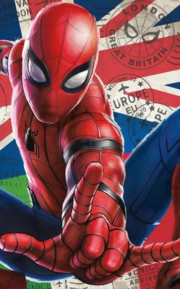 Hình ảnh người nhện trên quốc kỳ Anh