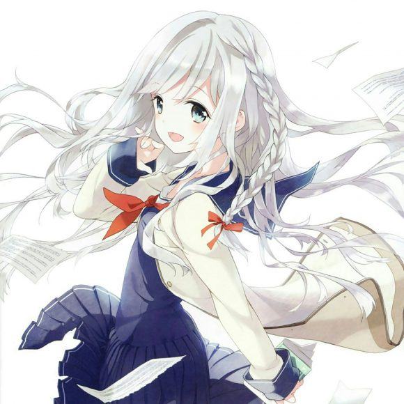 Cô gái anime với mái tóc bạch kim