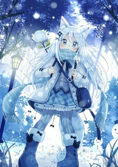 Hình ảnh anime mùa đông cô bé dễ thương