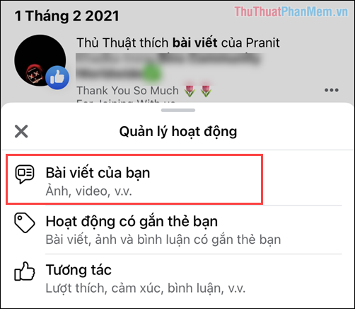 Chọn Bài đăng của bạn để xem danh sách tất cả các bài viết bạn đã xuất bản trên