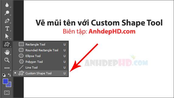 Vẽ mũi tên bằng custom shape tool trong pts