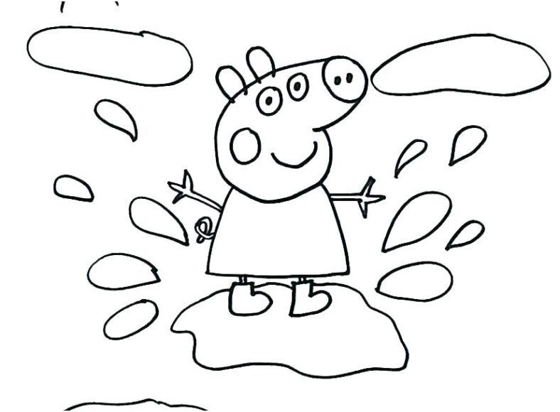 Vẽ Peppa Pig nhảy trong vũng nước