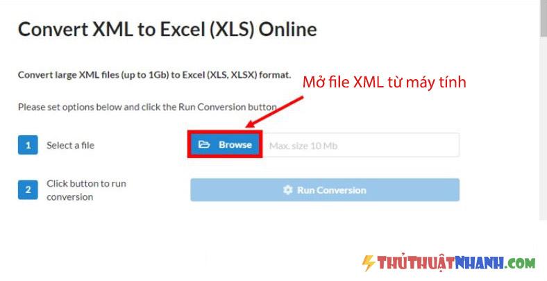 Chọn duyệt tệp mo xml