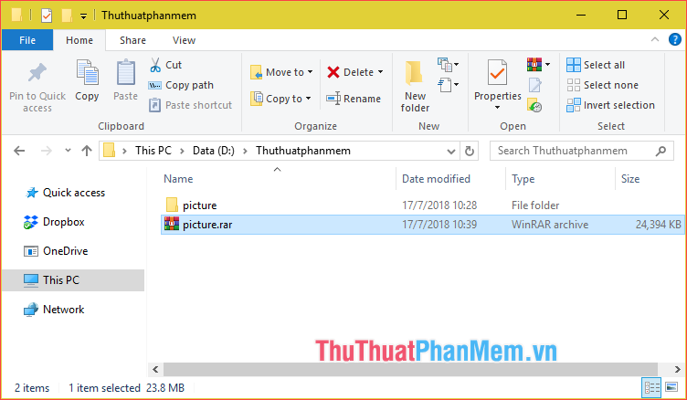 Vậy là đã nén file thành công