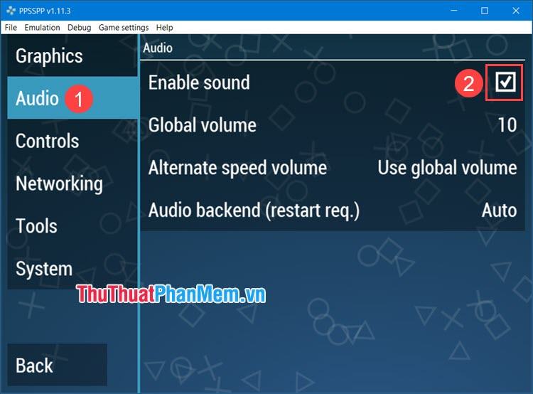 Tích vào Enable sound để bật âm thanh