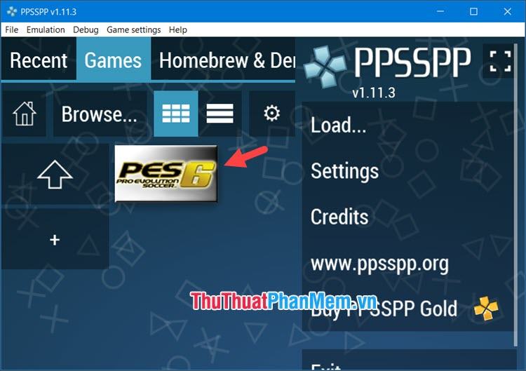 Nhấp vào trò chơi trong PPSSPP để mở nó