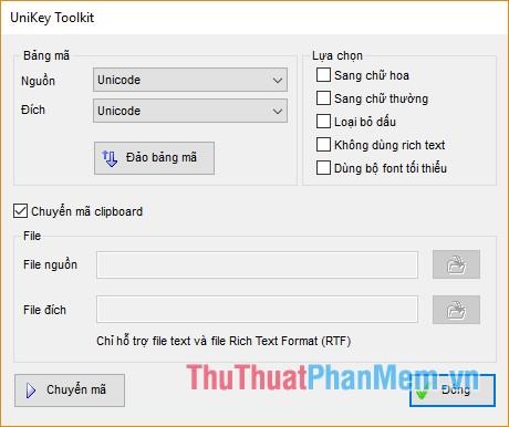 Tính năng Unikey Toolkit chuyển đổi bảng mã...