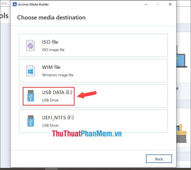 Bấm vào tên USB để cài đặt USB cứu hộ