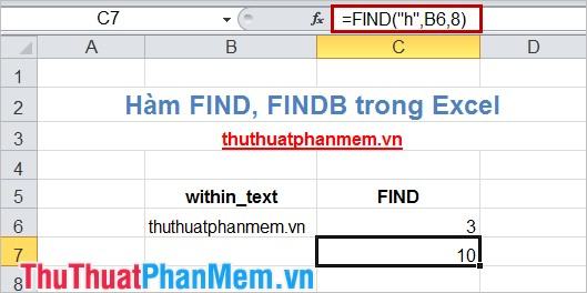 Hàm TÌM, FINDB trong Excel 4