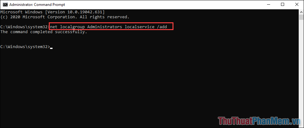 lệnh net localgroup Quản trị localservice thêm